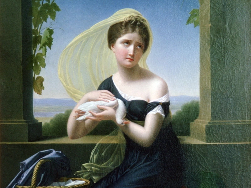 1767-Jeanne Élisabeth Chaudet - Giovane donna che piange sulla sua colomba morta